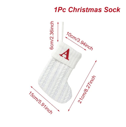 Christmas Socks Knitting Snowflake Letter Stocking Christmas Decoration For Home 2025 Xmas Tree Ornament Gift Navidad Natal 2026