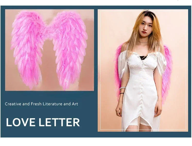 White Angel Feather Wings Festival PartyDecoration Props Scene Decoration Children Adult VictoriasSecret Fashion ShowPerformance
