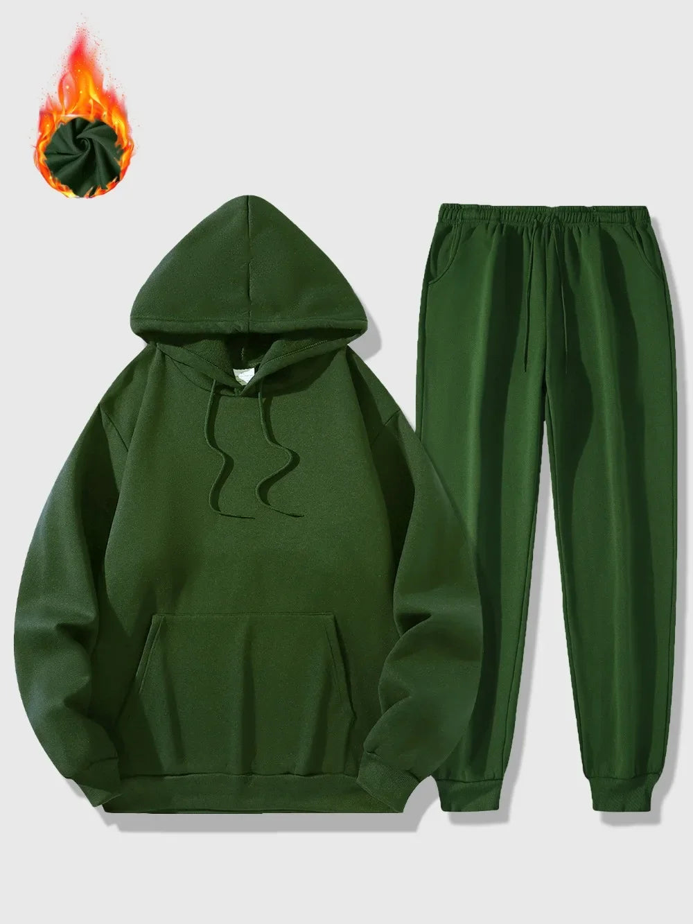 Men's Sports Suit Autumn and Winter Hoodie+pants 2-piece Set Fashionable Solid Color Casual Pullover and Pant Outdoor Sportswear