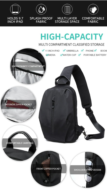 Waterproof Oxford Chest Bag for Men & Women – Lightweight Crossbody Sling