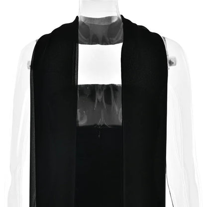 Mozision Scarf Collar Strapless Sexy Maxi Dress For Women Fashion Off-shoulder Backless Bodycon Club Party Long Dress Elegant