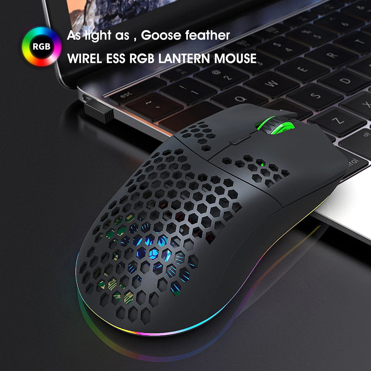 HXSJ T66 RGB 2.4G Wireless Gaming Mouse RGB Lighting Charging Mouse with Adjustable DPI Ergonomic Design for Desktop Laptop