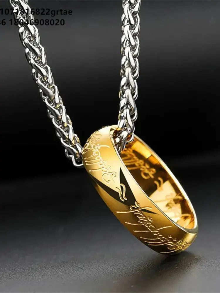 King of Necklace Stainless Steel Necklace Ring Fit Movie Jewelry Lord Of The Necklace 3.0 Square Thick Pearl Chain Hip-Hop