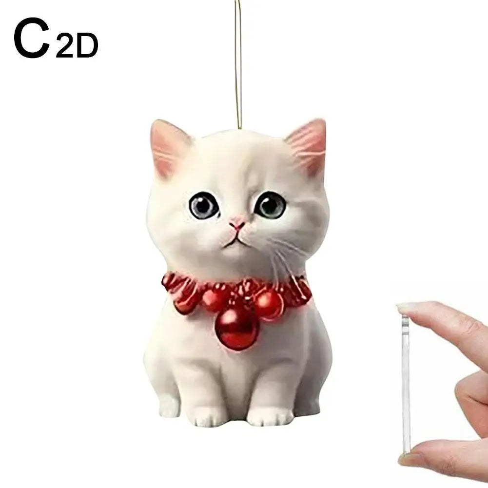 2D Acrylic Christmas Tree Hanging Ornaments Cat Shaped Pendants Christmas Decorations For Home Xmas Gifts New Year 2025 S1A4
