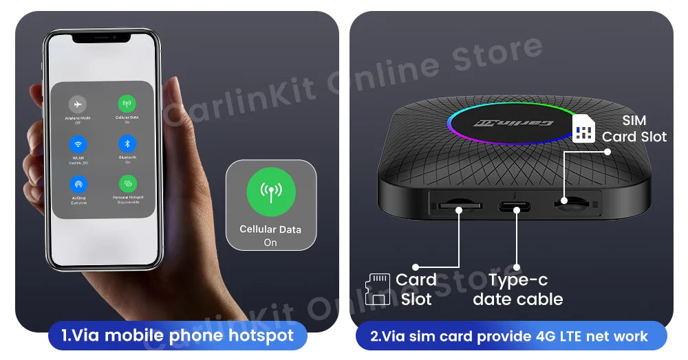Carlinkit Android 13 Tv Box LED 8+128GB CarPlay Wireless Android Auto Wireless Adapter Support Youtube Netfilx IPTV Spotify GPS