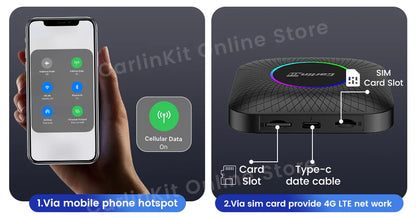 Carlinkit Android 13 Tv Box LED 8+128GB CarPlay Wireless Android Auto Wireless Adapter Support Youtube Netfilx IPTV Spotify GPS