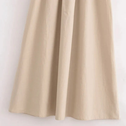 Elegant Khaki Sleeveless Dress for Women – 2025 Casual Chic