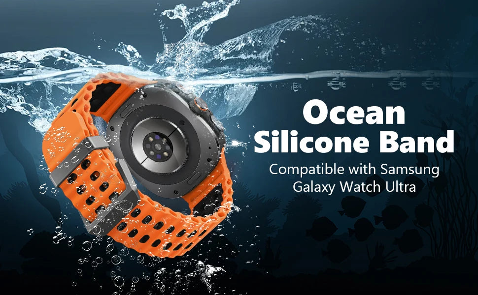 Marine Band For Samsung Galaxy Watch ultra Strap 47mm Accessories Two color Sport silicone Bracelet Galaxy Watch 7 ultra Straps
