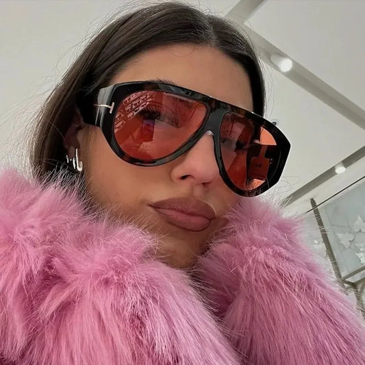 Fashion Pilot Sunglasses Women Brand Designer Large Frame Ins UV400 Ladies Shades Glasses