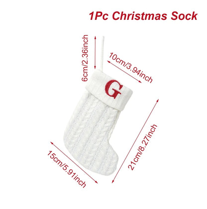 Christmas Socks Knitting Snowflake Letter Stocking Christmas Decoration For Home 2025 Xmas Tree Ornament Gift Navidad Natal 2026