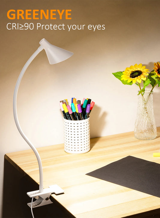 Reading Light, USB Clamp Lamp for ChildReading Book in Bed at Night, LED Small DeskLamp with Adjustable Gooseneck Clip