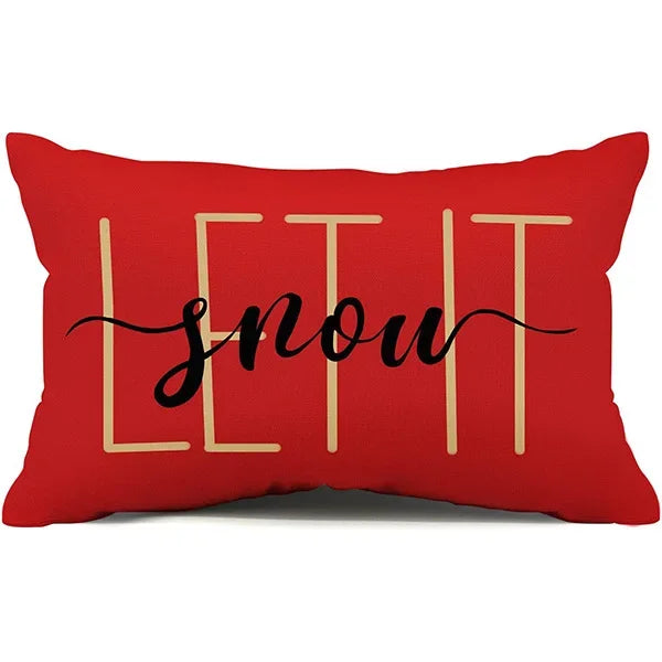 New Christmas style simple letter double-sided printed linen pillow for home decoration, sofa waist pillowcase