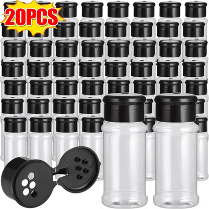Compact Plastic Spice Shaker Bottles – Portable 100ml Seasoning Jars for Kitchen & BBQ