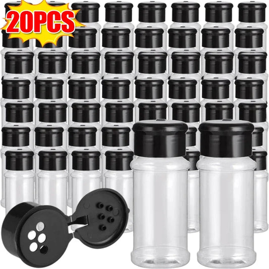 Compact Plastic Spice Shaker Bottles – Portable 100ml Seasoning Jars for Kitchen & BBQ