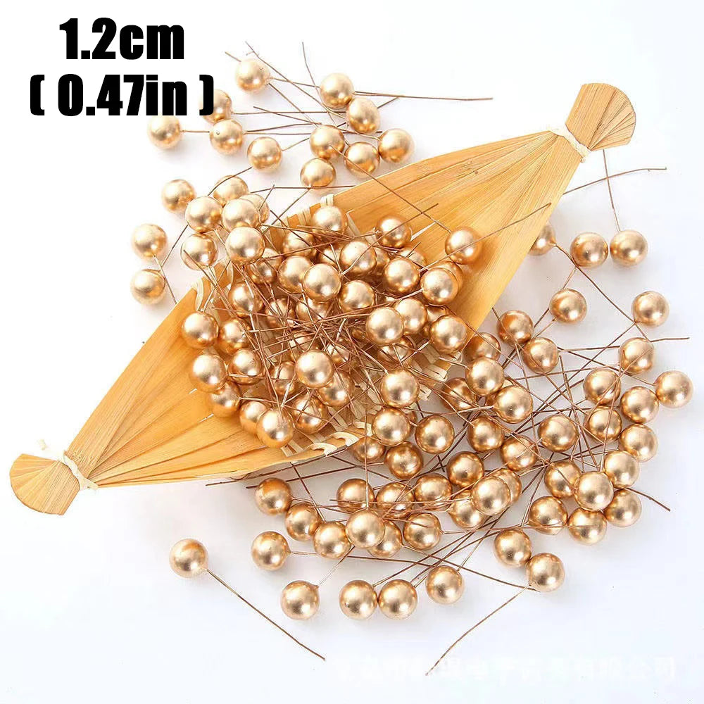 1000/50x Mini Artificial Berries Red Fake Berry Cherry Stamen for Christmas DIY Floral Wreath Ornament New Year Party Home Decor