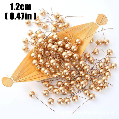 1000/50x Mini Artificial Berries Red Fake Berry Cherry Stamen for Christmas DIY Floral Wreath Ornament New Year Party Home Decor