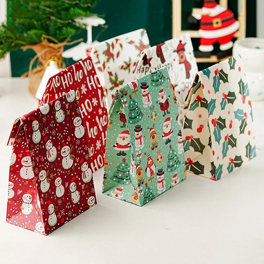 5/10pcs Kraft Paper Christmas Cookie Candy Bag Biscuit Snack Packaging Bag Christmas Party Decorations Navidad New Year 2025