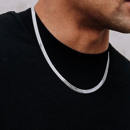 Stainless Steel Width 3mm/4mm/5mm Flat Snake Chain Choker Necklaces for Men
