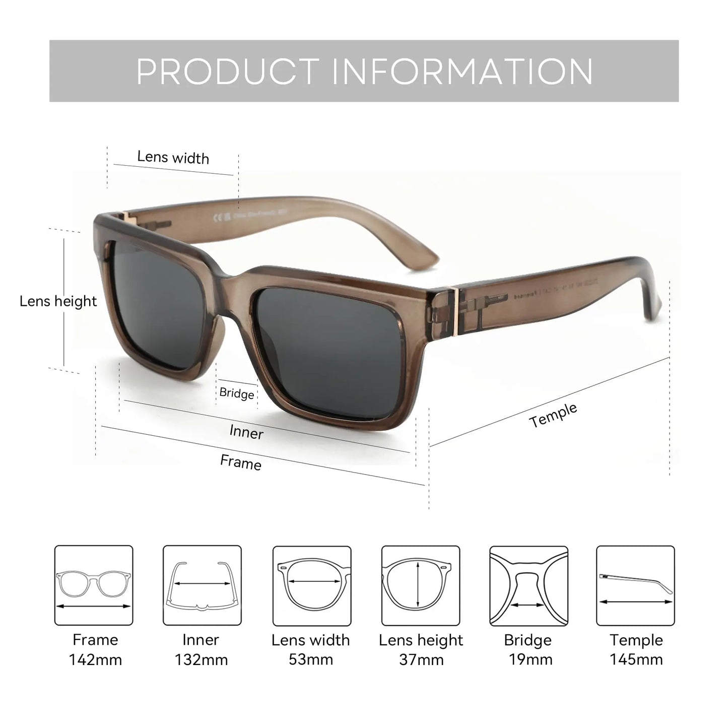 ZENOTTIC Retro Rectangle Sunglasses for Men Women Polarized UV400 Protection Classic Trendy Driving Sun Glasses