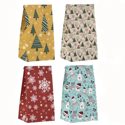 8pcs/12pcs Kraft Paper Candy Cookie Bag Santa Claus Snowman Christmas Gift Packing Bags Xmas Navidad Party Decor Supplies