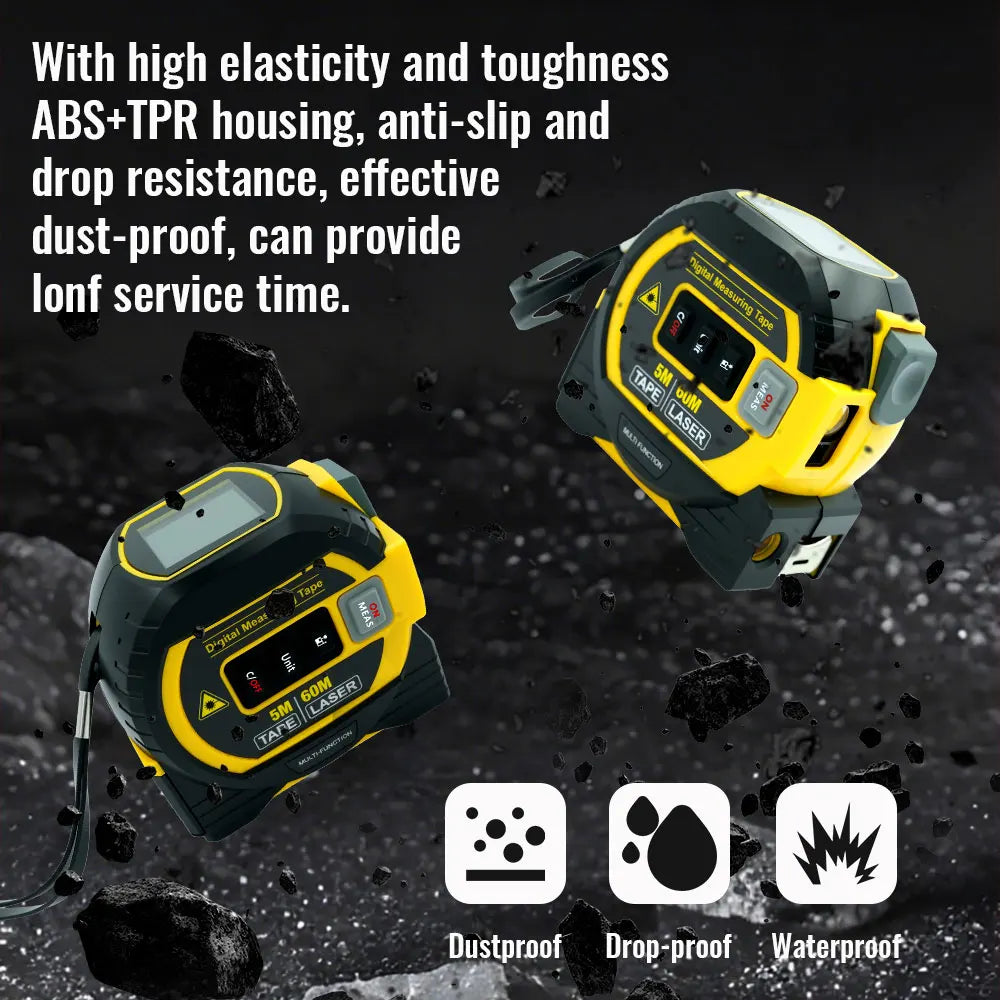 Laser Tape Measure 3 In 1 Digital Tape Measure High Precision Laser Rangefinder Steel Tape Measure High Elasticity