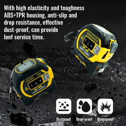 Laser Tape Measure 3 In 1 Digital Tape Measure High Precision Laser Rangefinder Steel Tape Measure High Elasticity