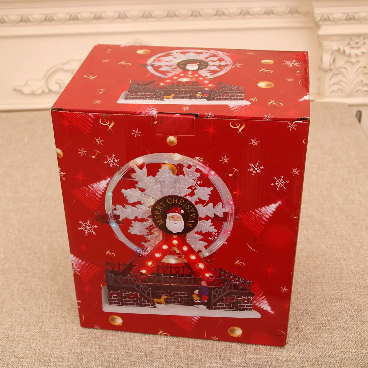 Xmas Santa Claus Spinning Light Up Ferris Wheel Octavo 2025 New Year Christmas Gift Christmas Home Party Decoration Ornament