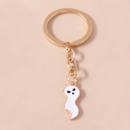Aihua Gold Color Fashion Halloween Keychain Enamel Creepy Ghost Spider Mummy Pumpkin Keychains Keyring for Women Halloween Night