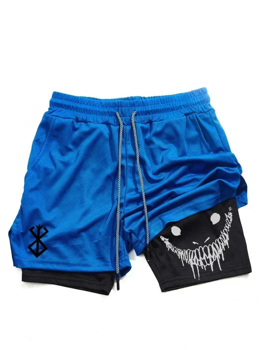 Berserk- Men's 2-in-1 sports shorts running quick drying shorts gym and fitness training double layered Training shorts