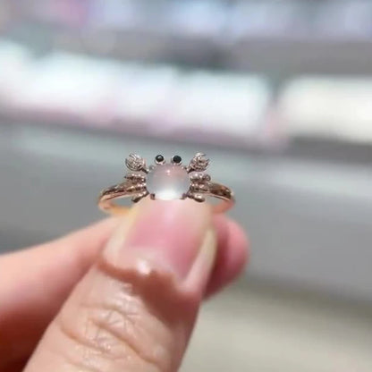 Adjustable Moonstone Crab Ring – Elegant Animal Jewelry for Women