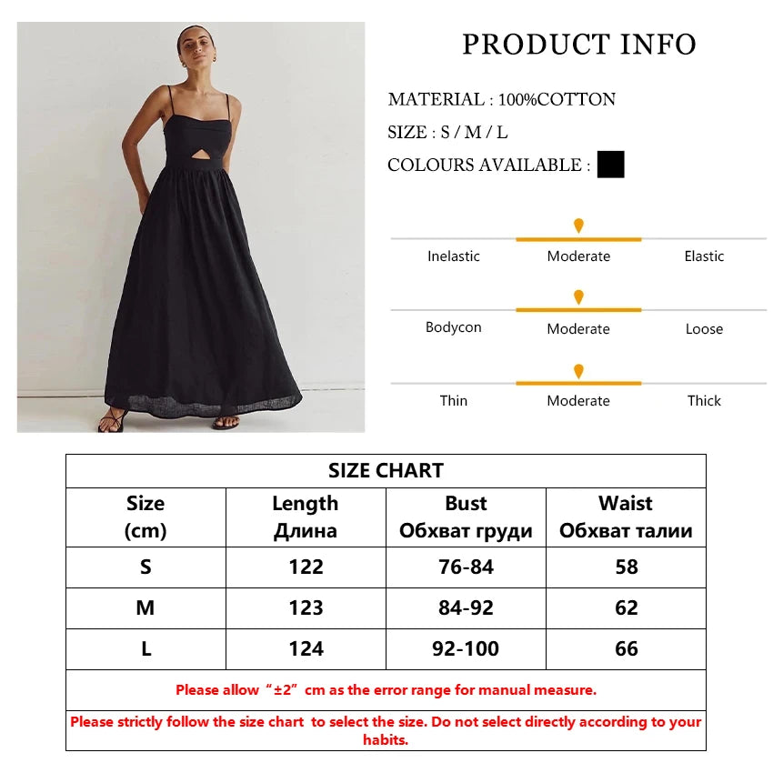 Black Cotton Sleeveless Maxi Dress – Elegant Summer Style