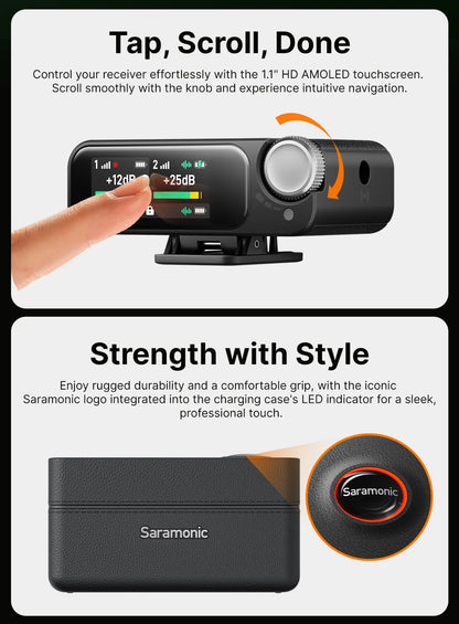 Saramonic Ultra Wireless Lavalier Microphone for iPhone Android USB-C Smartphones DSLR Cameras Streaming Video Recording Youtube