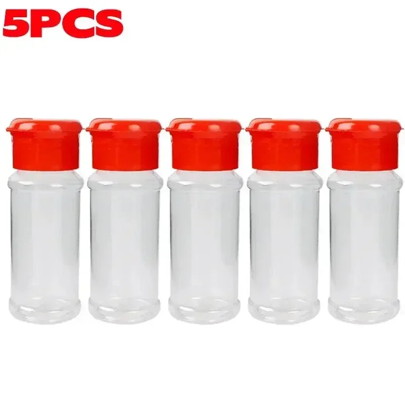 Compact Plastic Spice Shaker Bottles – Portable 100ml Seasoning Jars for Kitchen & BBQ