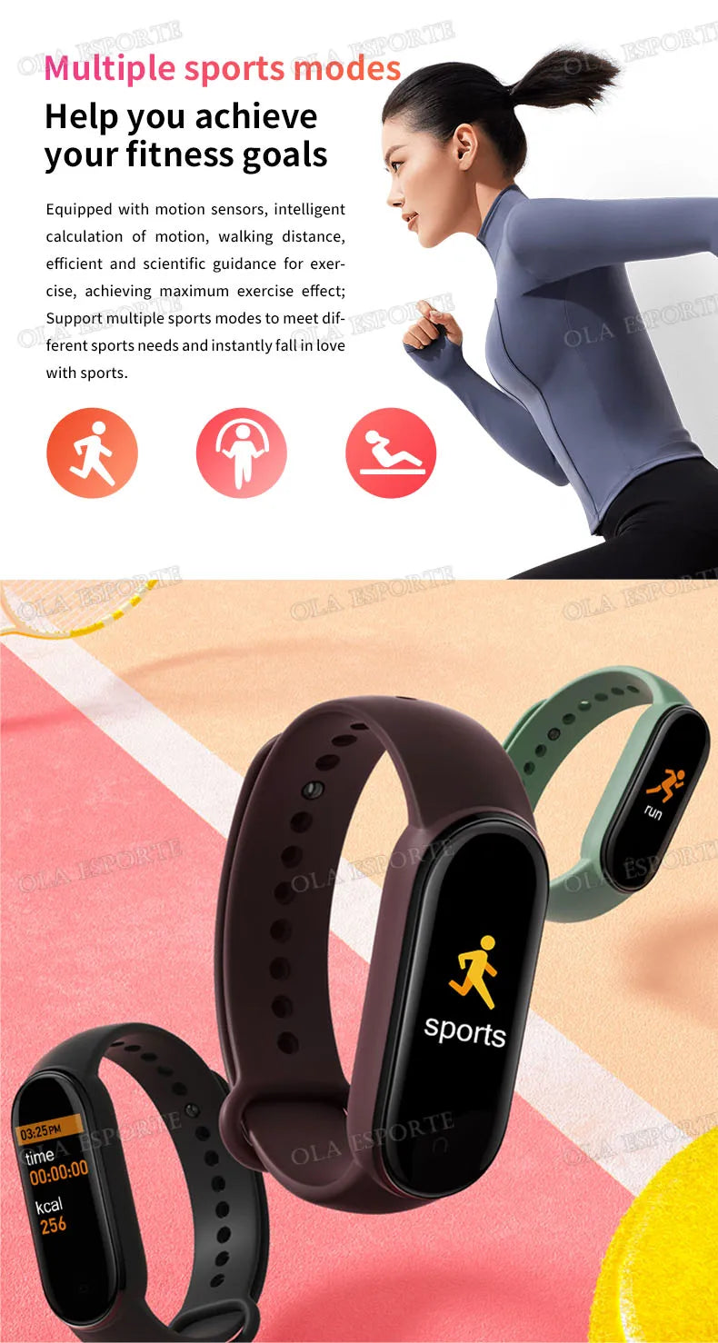 M7 Smartwatch Heart Rate Blood Pressure Monitoring Smart Watch Men Women Fitness Tracker Watch Waterproof Sports Smart Wristband
