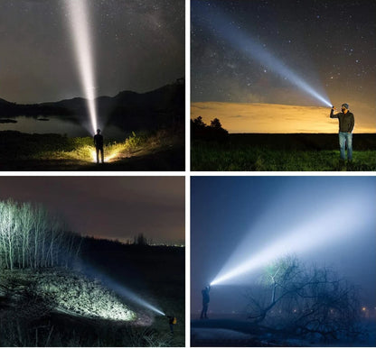 20W Zoom Round Beam Light LED High Power flashlight USB Rechargeable Torch Camping Outdoor Hunting Fishing Walking Lighting Lamp