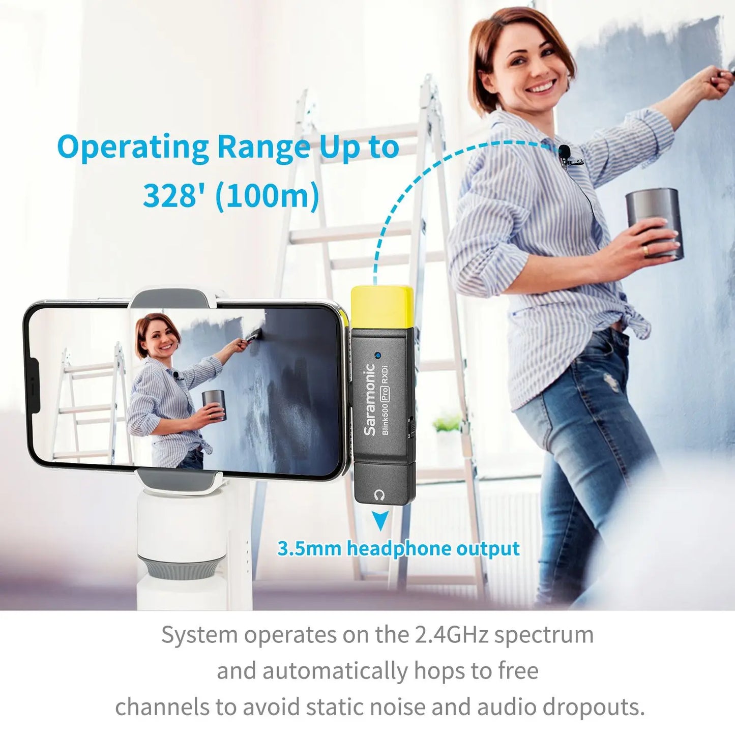 Saramonic Blink500 Pro Wireless Lavalier Microphone for iPhone Android PC Computer DSLR Cameras Youtube Recording Streaming Vlog