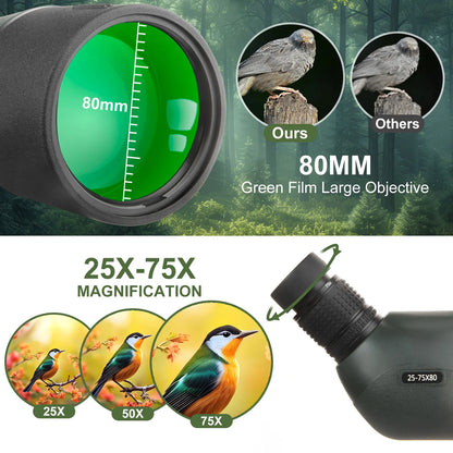 25-75x80 Zoom Spotting Scope with Tripod & Phone Mount