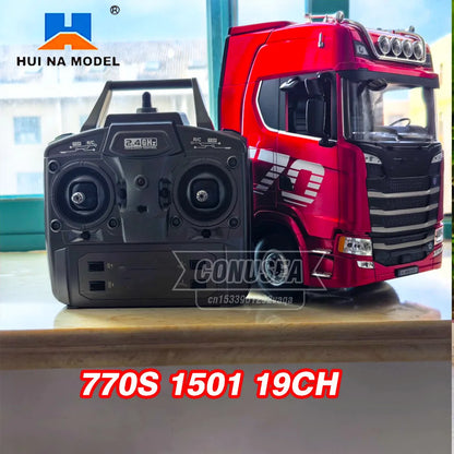 HUINA 770S Rc Truck Trailer Tractor 1/18 1501 Remote Control Car 19 Ch Electric Machine Engineering Cars Radio Controlled Toys