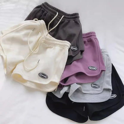 Women Casual Loose Drawstring Sports Shorts Elastic High Waist Fitness Running A-line Shorts Basic Yoga Wide Leg Trousers Summer