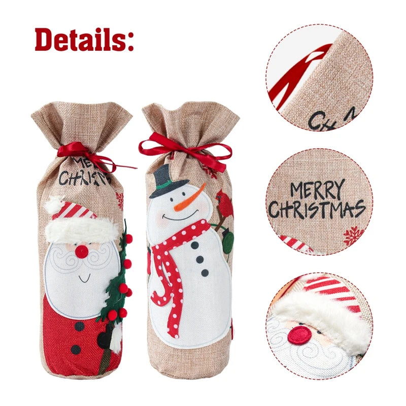 Christmas Wine Bottle Cover Merry Christmas Decorations For Home 2025 Navidad Noel Natal Ornaments Xmas Gift Happy New Year 2026