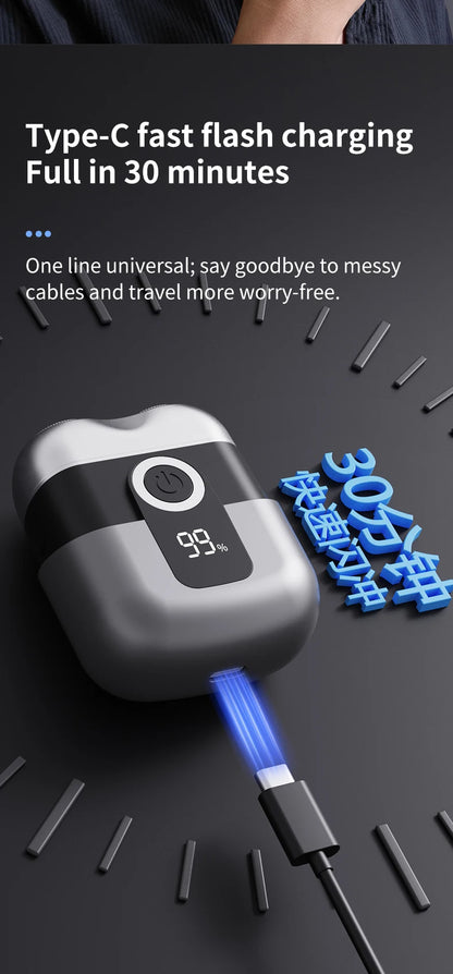 Mini electric shaver, compact and fast charging for home use, men's car shaver, portable for home use, gift for father and boyfr