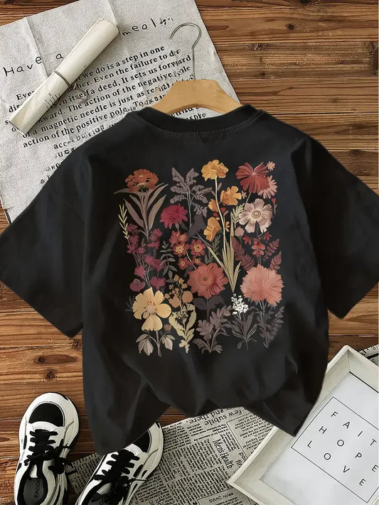 Y2K Flower Print Women’s Graphic Tee – Casual Summer Shirt