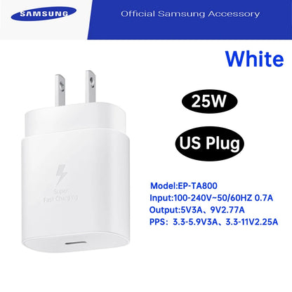 Ep-Ta800 Samsung 25w Pd Supercharger Usbc Charger Adaptador Galaxy S25 S24 FE S23 S22 S21 A54 A34 M54 Type C Fast Charging Cable