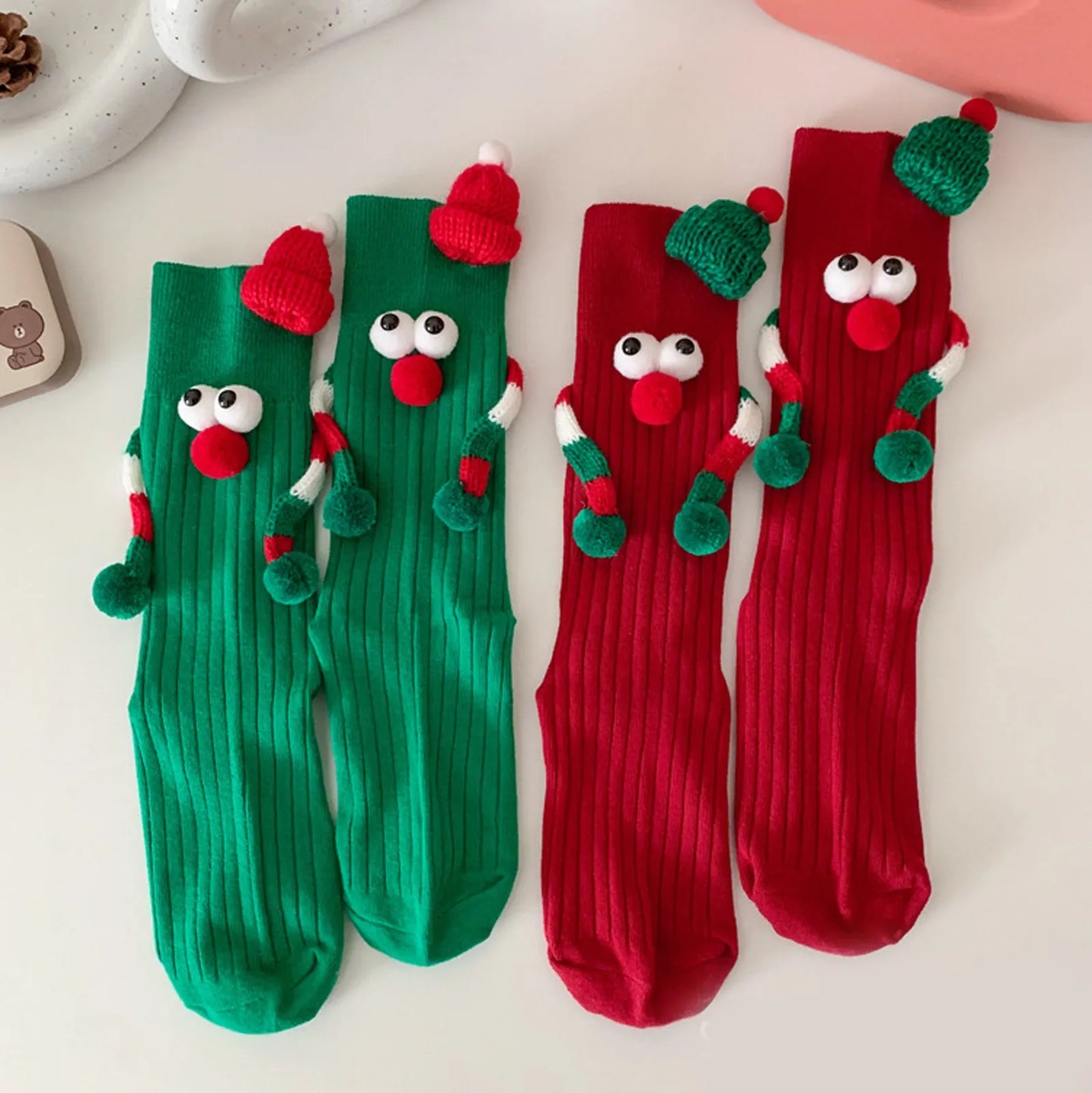 1pc Women'S Christmas Socks Cute No Magnetic Middle Tube Cartoon  Socks Middle Tube Socks Funny Socks 여성양말 Gift