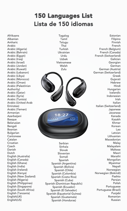 Miniso MS189 AI Translation Bluetooth Earphones Sports Wireless Headset LCD Color Touch Screen 8-Hour Battery Life Stereo Bass