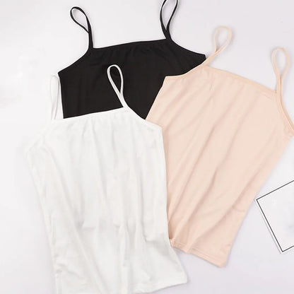Sexy Sling Camisoles Women Crop Tops Solid Color Sleeveless T-shirt Base Tee Tops Skinny Vest Female Slimming Tanks Underwear