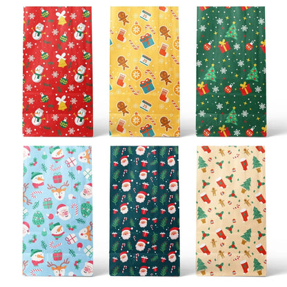 8pcs/12pcs Kraft Paper Candy Cookie Bag Santa Claus Snowman Christmas Gift Packing Bags Xmas Navidad Party Decor Supplies