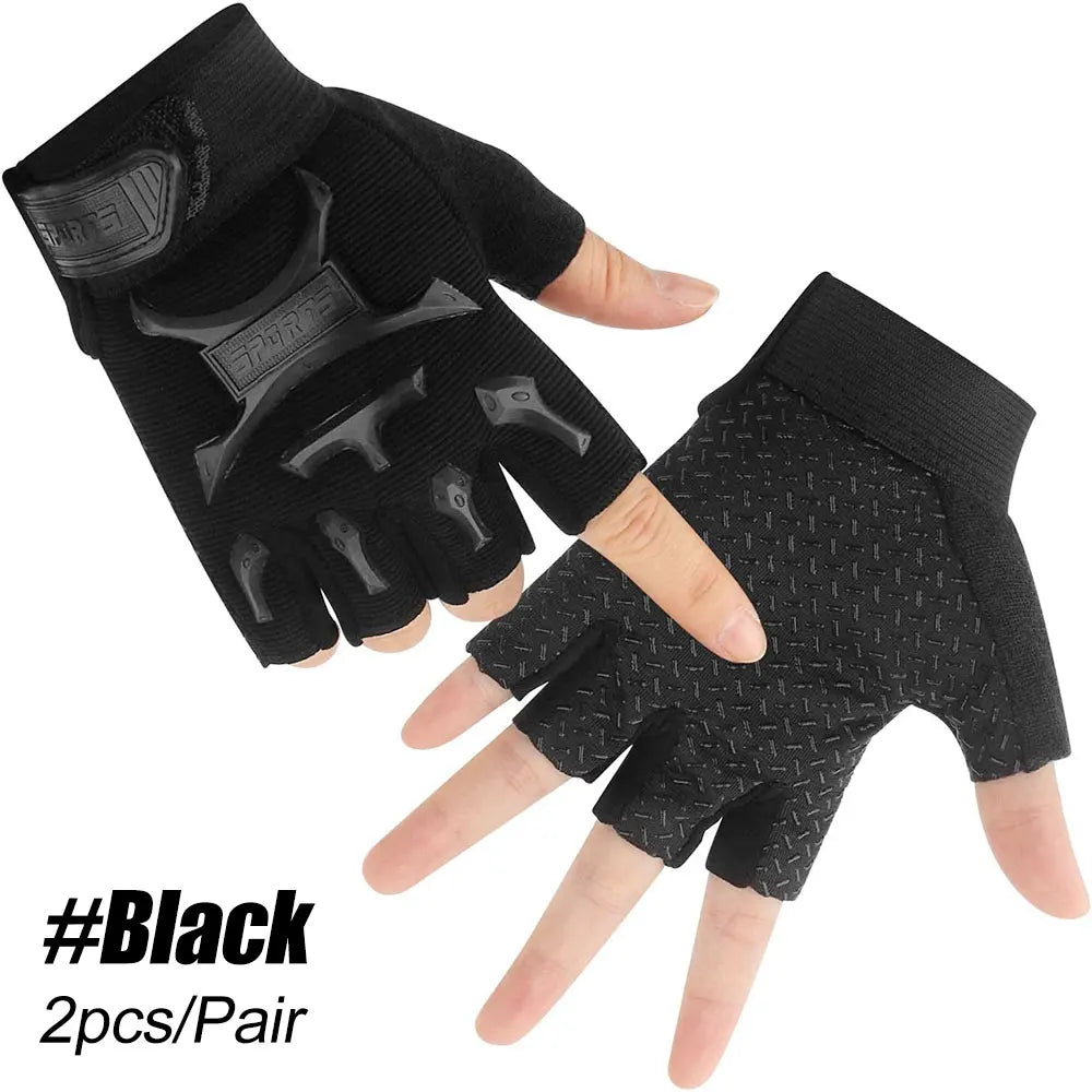 1 Pair Kids Half Finger Gloves Sports Gloves Non-Slip Gel Gloves Adjustable Fingerless Gloves for Children Cycling Riding Biking