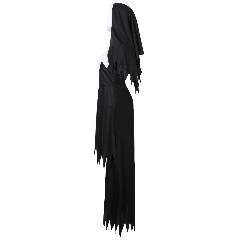 Halloween Costume for Women Nun Costume Cosplay Costumes Vampire Demon Costume Cross Print Long Dress Party Clothes