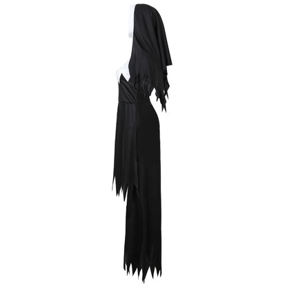 Halloween Costume for Women Nun Costume Cosplay Costumes Vampire Demon Costume Cross Print Long Dress Party Clothes